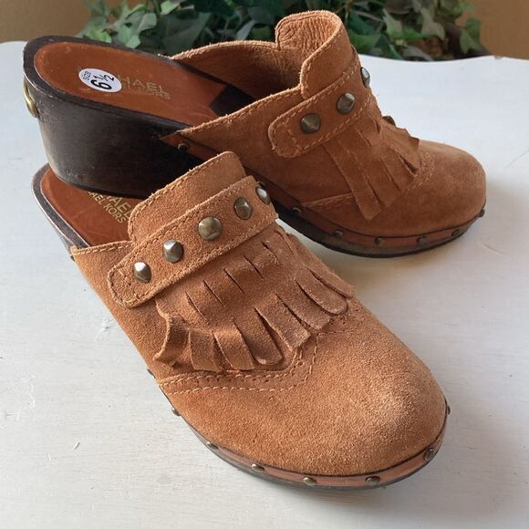 Michael Kors | Michael Kors Slip-On Suede Wooden Mules/Cogs Women’s 6.5 - Picture 1 of 16